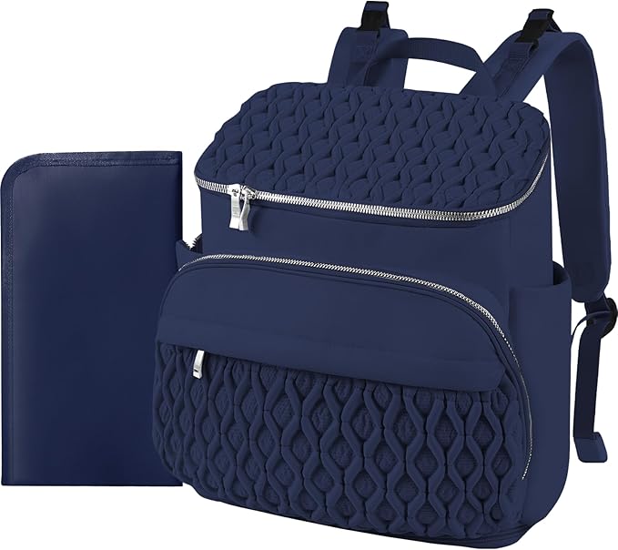 Baby Diaper Bag, Multi-Function Baby Bag for Mom Dad, Diaper Backpack with Changing Pad Stylish Pañaleras para Bebe Stroller Straps, Newborn Baby Essentials Must Haves for Women Navy blue