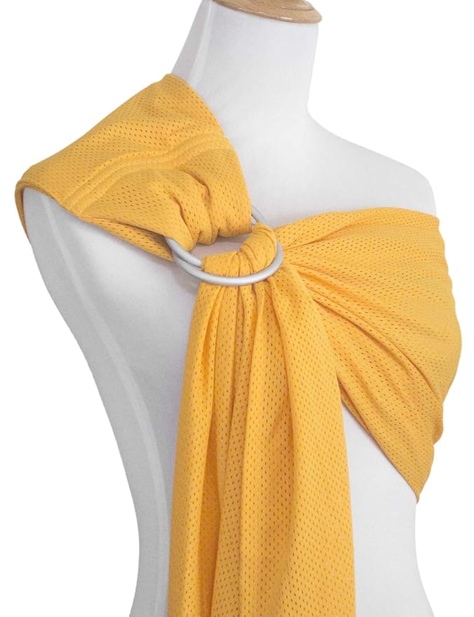 Baby Water Ring Sling Carrier | Lightweight Breathable Mesh Baby Wrap for Infant, Newborn, Kids and Toddlers | Perfect for Summer, Swimming, Pool, Beach | Great for Dad Too Yellow