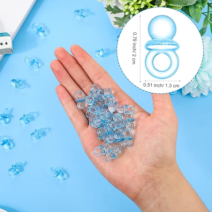 Roowest 51 Pcs Pacifier Hunt Baby Shower Games Include Wooden Hunt Sign and 50 Acrylic Mini Plastic Pacifiers for Baby Shower Game Decoration Gift Sets Gender Reveal Party Supplies