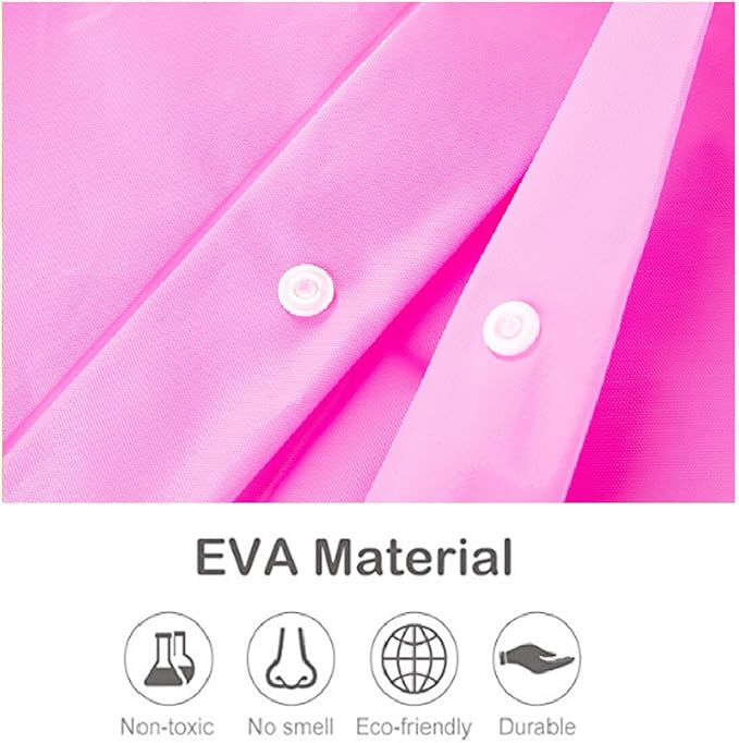 Rain Poncho for Kids (2 Pack), Reusable EVA Children Raincoat Ponchos Rain Jacket with Hood for 6-14 Girls Boys