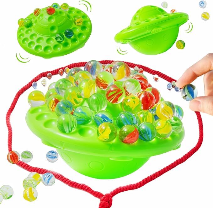 Marble Balance Game for Kids & Adults,60 Colorful Marbles with Storage,Fun Family Party Game for 1-4 Players,Improves Hand-Eye Coordination,Great Gift for Birthdays & Holidays