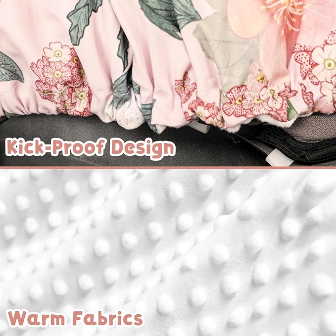 TANOFAR Car Seat Cover Baby, Winter Carseat Cover for Newborn, Infant Car Seat Cover with Windproof and Kick-Proof, Super Warm Plush Fleece Baby Carrier Cover for Infant Boys Girls (Floral)