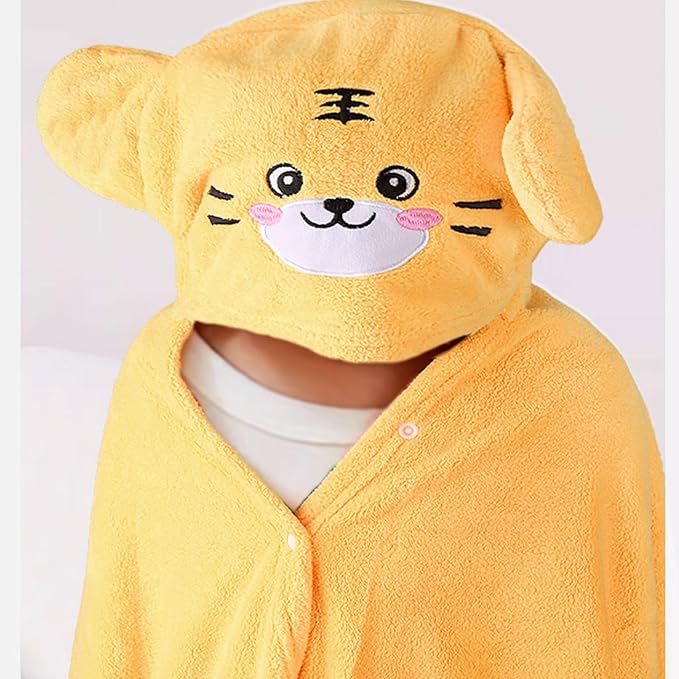Toddler Bath Towel Baby Towels with Hood 27.5"X55" Ultra Absorbent Soft Bathrobe Blanket Kids Shower Towel for Girls and Boys(Sunset Yellow)