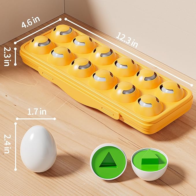 Matched Eggs Toddler Toys 1 2 3 4 Year Old - Shape Color Sorting Games, Kids Easter Eggs, Toddler Sensory Toys, Preschool Educational Boy Toy, Gifts for Baby 6-12 Months+
