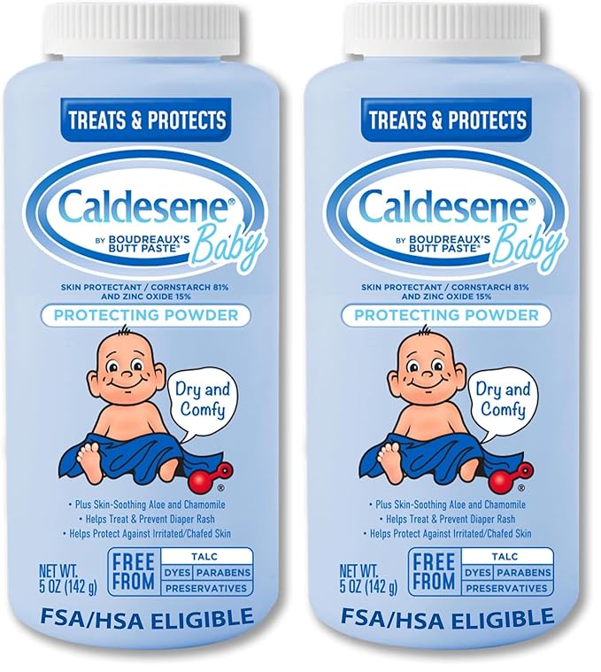 Caldesene Baby Cornstarch Powder with Zinc Oxide, 5 oz (Pack of 2)