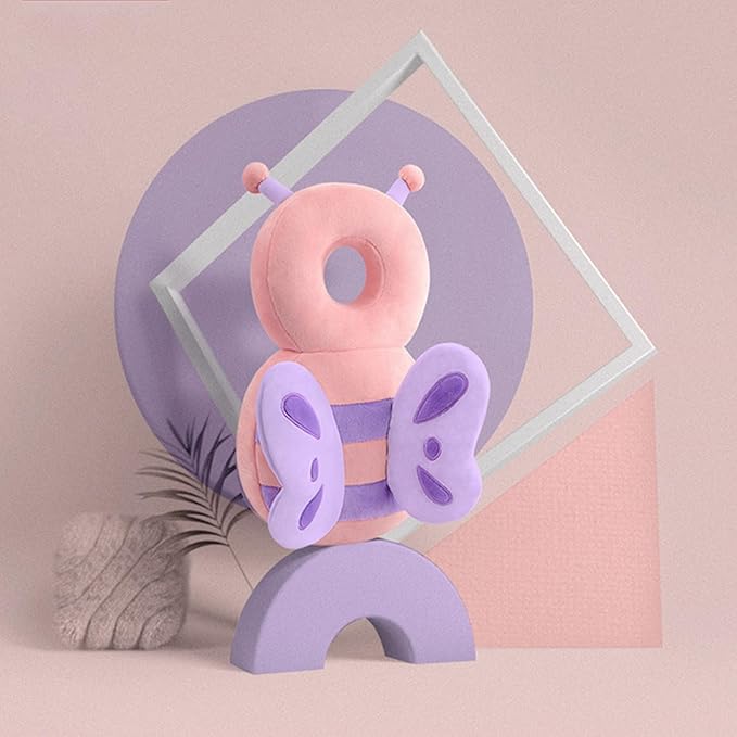 Baby Head Protector Backpack, Toddler Baby Head Protection Backpack, Soft, Comfortable and Baby Head Protection Backpack Wear Safety Pad - Pink Butterfly