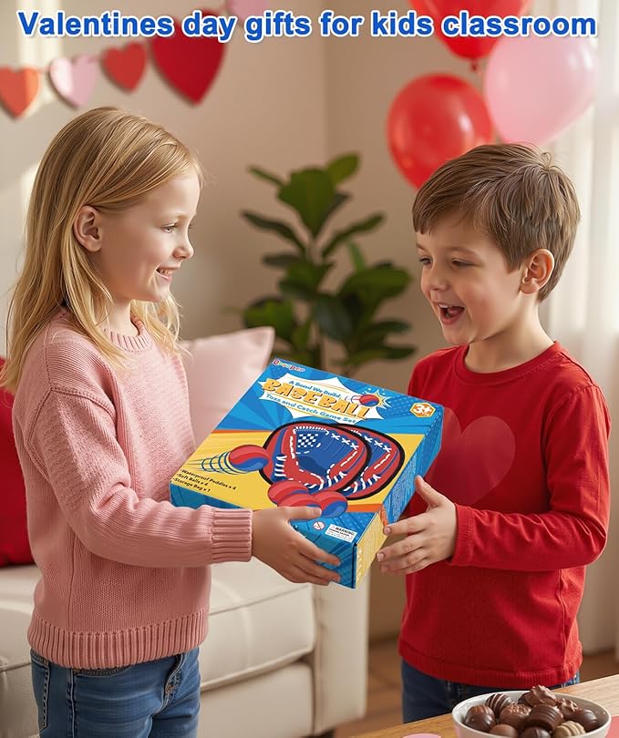 Toss and Catch Game Ball Set Toddler Toys for 3 4 5 6 7 8 Year Old Boys Girls, Valentines Day Gifts, Yard Games Beach Pool Outdoor Toys for Kids Ages 4-8 Birthday Gift Baseball Glove