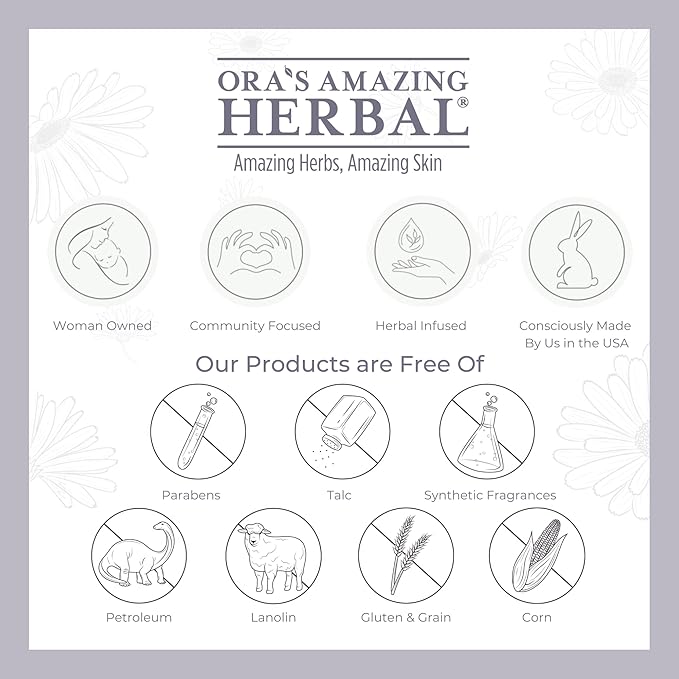 Baby Powder Talc-Free, Real Vanilla Amber Natural Scent, Cornstarch Free Arrowroot and Clay Based Powder, Synthetic Fragrance Free, Ora's Amazing Herbal, Pack of 2 Travel Size 0.5 oz