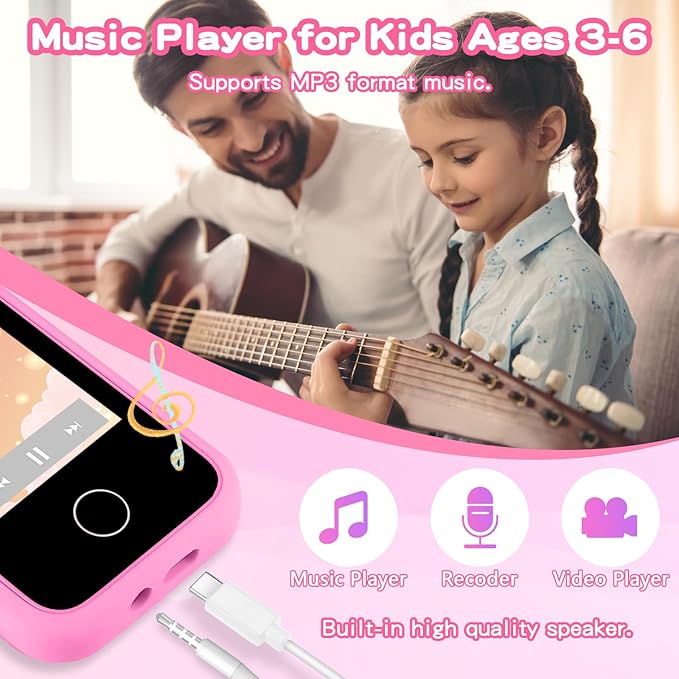 Kids Smart Phone for Girls, Christmas Birthday Gift for Girls Age 3-8, Children's Pretend Play Phone, Toddler Fake Cell Phone with Games, MP3 Music Player, Toys for 3 4 5 6 7 8 Years Old(Pink)