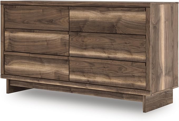 Signature Design by Ashley Darcalli Retro 6 Drawer Dresser with Easy Glide and Safety Stop, Brown