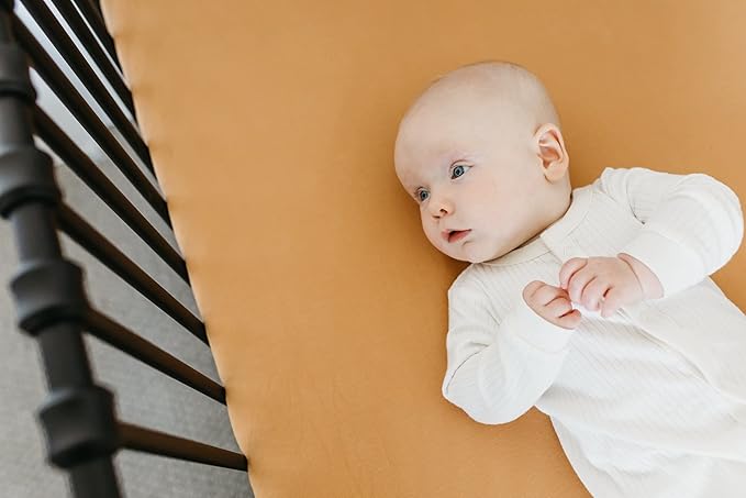 Copper Pearl Premium Knit Crib Sheets: Breathable and Soft, Fitted for Standard Mattresses, Perfect for Baby Registry or Shower Gift, Dune