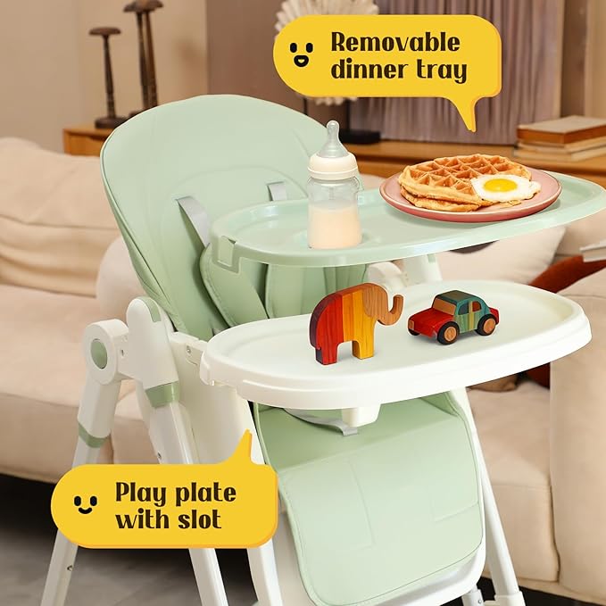 6-in-1 High Chair with Rocker | Convertible Baby High Chair for Newborn to Toddler | Easy-Clean, Foldable & Adjustable with Removable Tray, Sparrow Lake Green