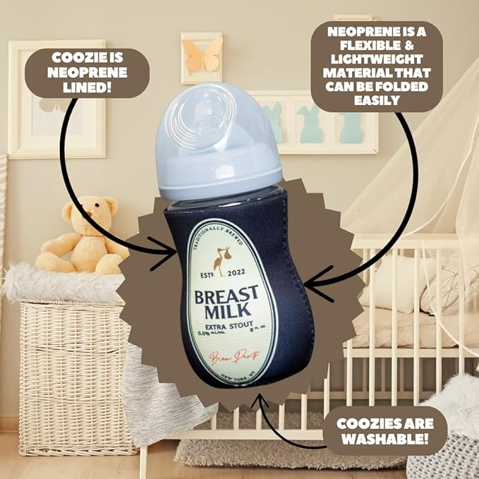 Irish Beer Themed Coozies for Baby Bottles - Funny Gift for New Parents & Baby Showers - (2 Premium Designed Neoprene Coozies + BPA/Lead/Phthalate Free Bottle Included)
