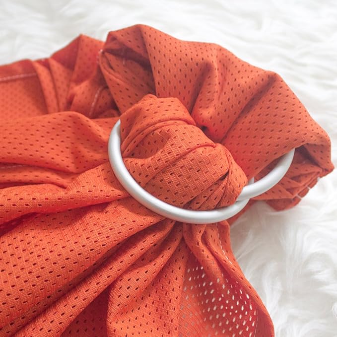 Baby Water Ring Sling Carrier | Lightweight Breathable Mesh Baby Wrap for Infant, Newborn, Kids and Toddlers | Perfect for Summer, Swimming, Pool, Beach | Great for Dad Too Orange