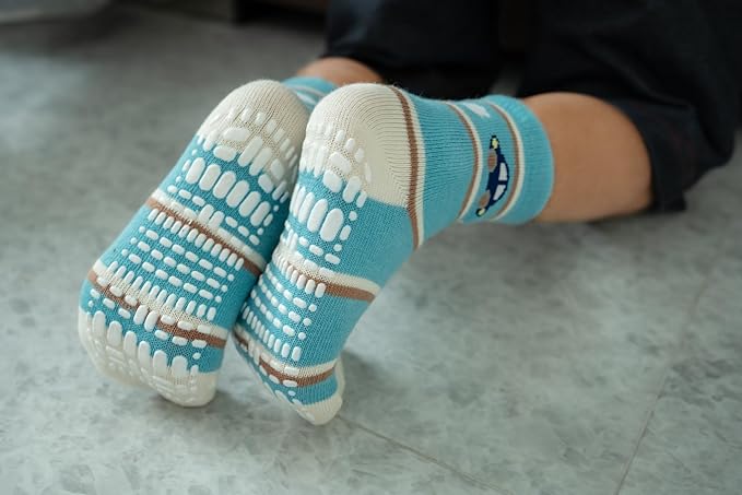 RATIVE Non Skid Anti Slip Crew Socks With Grips for Baby Infant Toddlers Kids Boys
