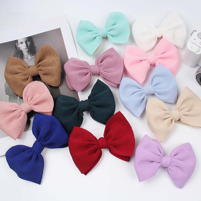 YanJie Baby Girls Nylon Headbands Newborn Bows Handmade Hair Bows Hairbands Hair Accessories for Newborn Infant Toddlers Kids (4.5bow 12colors)
