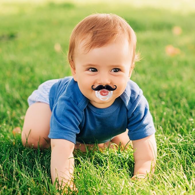 Funny Pacifiers for Babies,Newborn Pacifier,Funny Pcifiers for 0-6-12-18 Months, Mustache Pacifier,Teeth Binky,Gift Pacifiers for Boys and Girls (Colors-04)