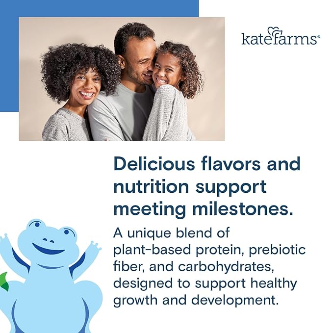 KATE FARMS Organic Pediatric 1.2 High Calorie Chocolate Nutrition Shake, 12g Protein, 27 Vitamins and Minerals, Meal Replacement, 8.45 oz (6 pack)