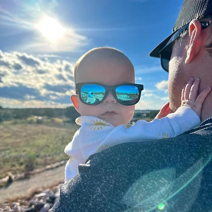 COASION Bendable Flexible Polarized Newborn Baby Sunglasses with Silicon Strap for Infant Boys Girls Age 0-12 Months CA9042