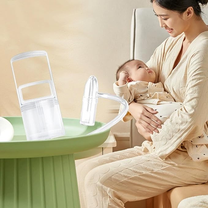 Nasal Aspirator for Baby, Baby Nose Sucker, Booger Sucker with Hand Pump and Non-Invasive Tip to Clear Clogged Passages and Boogers (Translucent White, Standard)