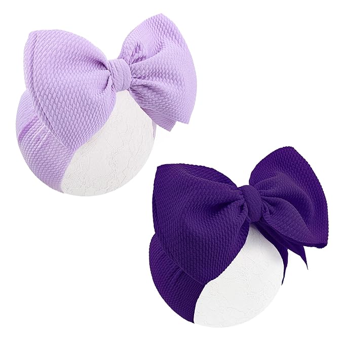 Super Durable Soft Knot Headbands with Hair Bows Infant Toddlers Kids Hair Accessories Violet Purple Headband for Newborn Baby Girls