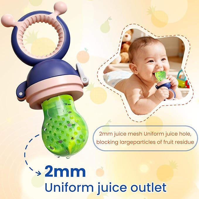 Baby Fruit Food Feeder Pacifier with 3 Different Size Silicone Pouch,Teethers for Babies 6-12Months, Baby Solid Food Essentials, Push Pop Silicone Feeder, Nutrition Feeder, 1 Pice, Purple