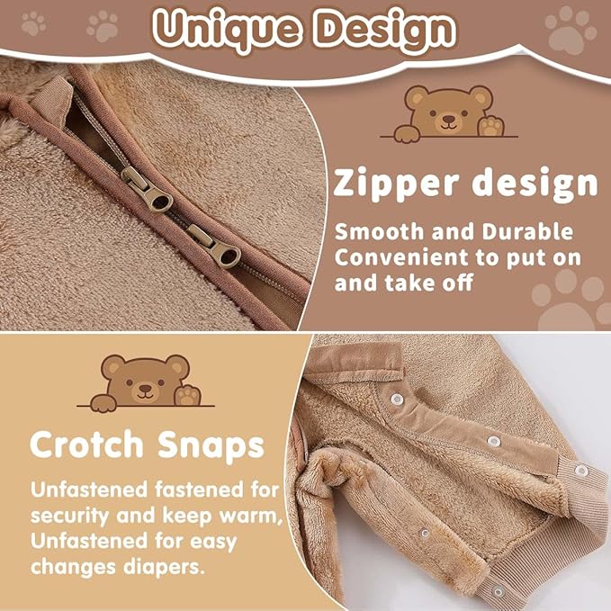 Fairy Baby Newborn Baby Bear Outfit Suit Thin Fleece Jumpsuit Romper Hooded Winter Clothes Snowsuit Coat Infant Girls Boys