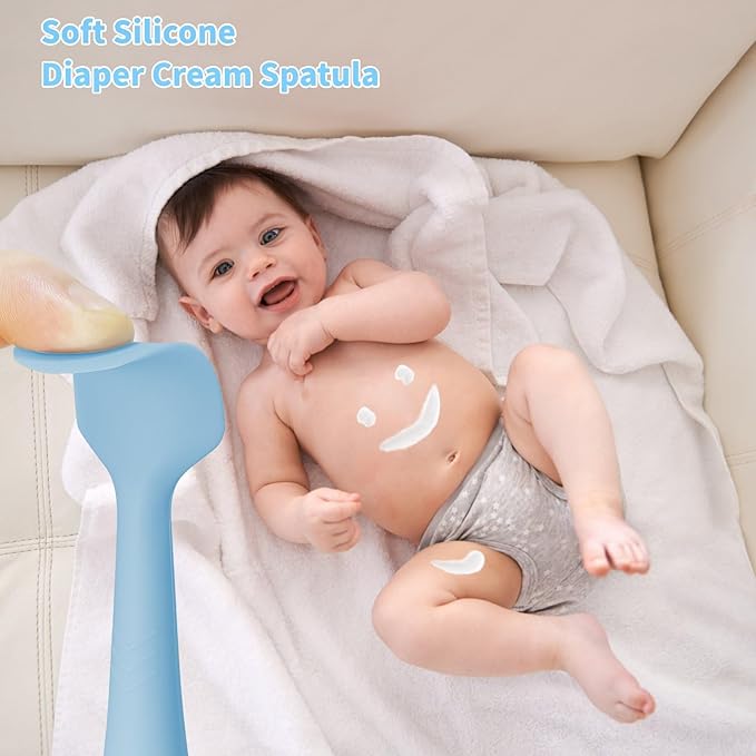 Diaper Cream Spatula Butt Spatula Baby Diaper Spatula, Soft Silicone Butt Paste Spatula Diaper Rash Cream Applicator Diaper Cream Brush with Suction Cup Base