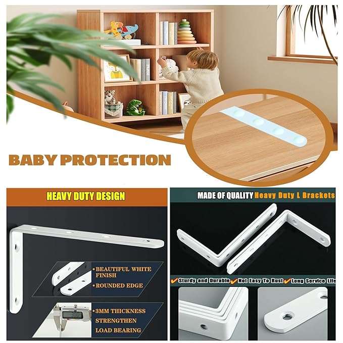 Furniture Anchors Small Aesthetic Earthquake Straps for Furniture Dresser Wall Anti-Tip Furniture Safety Anchor to Childproof and Babyproof Your Home Holds Up to 500 Pound (White, 4.8 in)