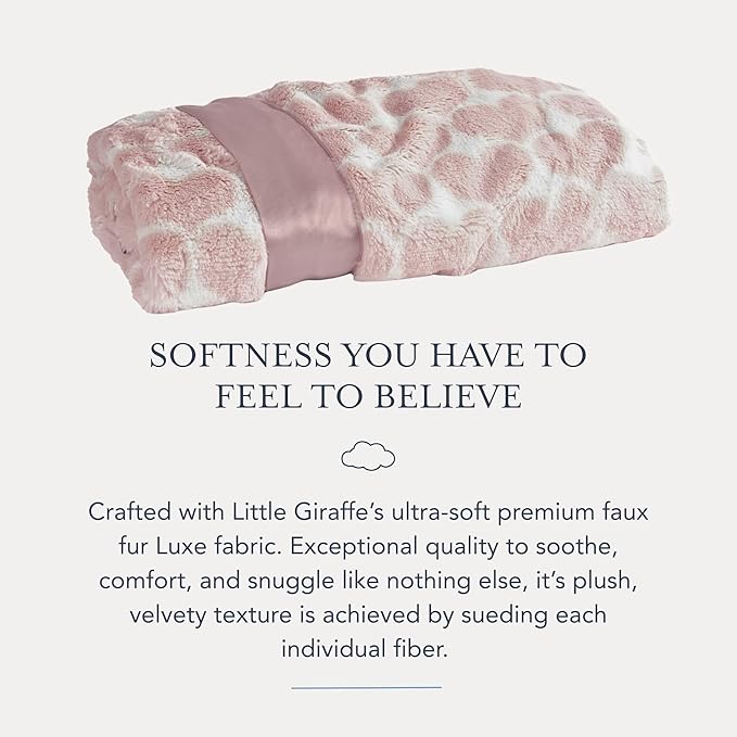Little Giraffe Luxe Baby Blanket – 29x35” Satin Trim, Heart Army Dusty Pink | Ultra-Soft, Hypoallergenic Stroller & Nursery Blanket | Perfect for Newborns & Toddlers