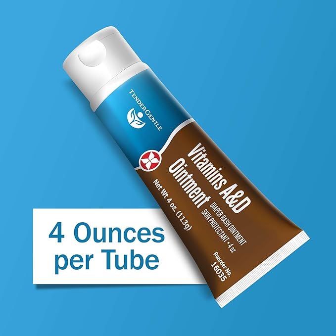 Vitamin A&D Ointment for Baby Diaper Rashes - 4 oz Tube, 2 Pack - A and D Ointment for Adults, Seniors, and Babies
