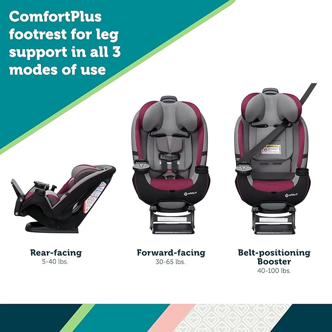 Safety 1st Grow and Go Extend ‘n Ride LX All-in-One Convertible Car Seat, Winehouse