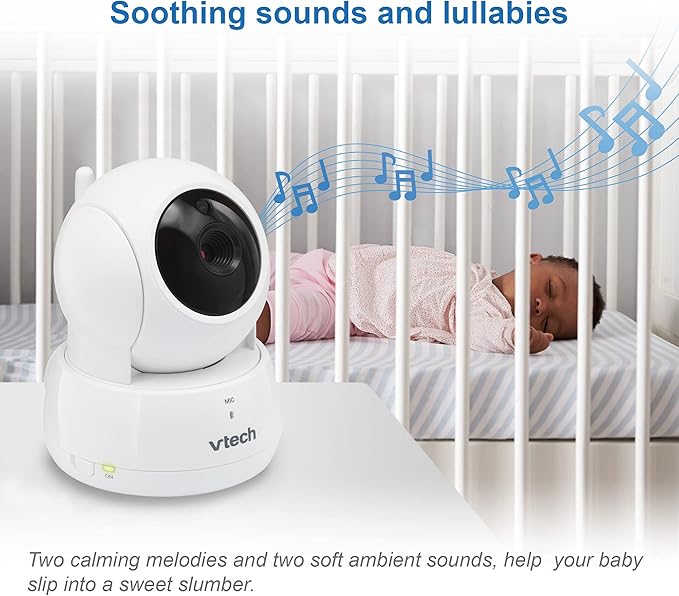 VTech VM923-2 Baby Monitor, 2.8”Screen, 1000ft Range, Pan-Tilt-Zoom, Night Vision, 2-Way Audio, Temperature Sensor, Lullabies, Secured Transmission No WiFi