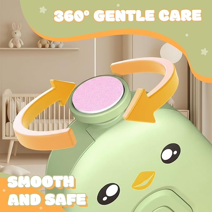 Electric Baby Nail Trimmer – Safe and Quiet Nail File for Infants and Kids, 6 Grinding Heads, Low Vibration & Gentle Power for The Care of Your Baby