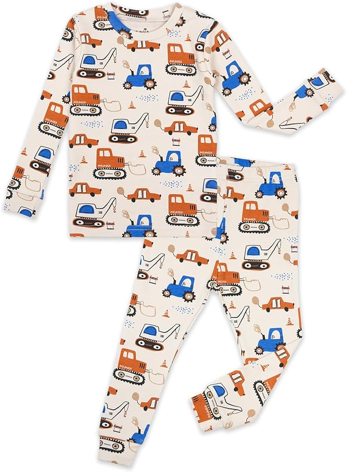 moimoln Sibling Matching 6M-8Y Soft Warm Cotton Modal Character Long Sleeve Snug-Fit Pajama Long Sleeve Sleepwear Daily