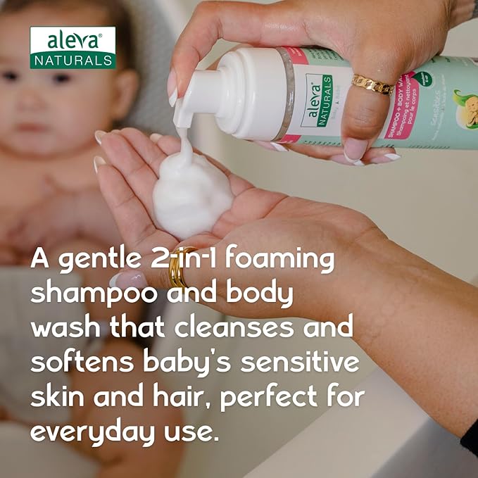 Aleva Naturals Hypoallergenic 2 in 1 Hair and Body Wash | Tea Tree Oil Formula | For Sensitive Skin | Perfect for Newborn Babies and Toddlers - 200ml