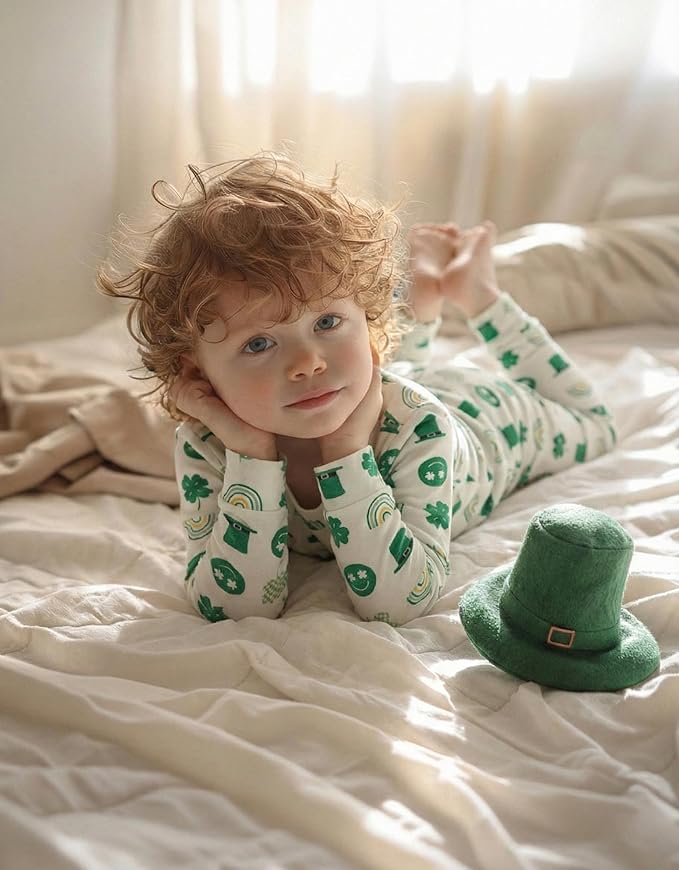 moimoln Sibling Matching 6M-8Y Soft Warm Cotton Modal Character Long Sleeve Snug-Fit Pajama Long Sleeve Sleepwear Daily