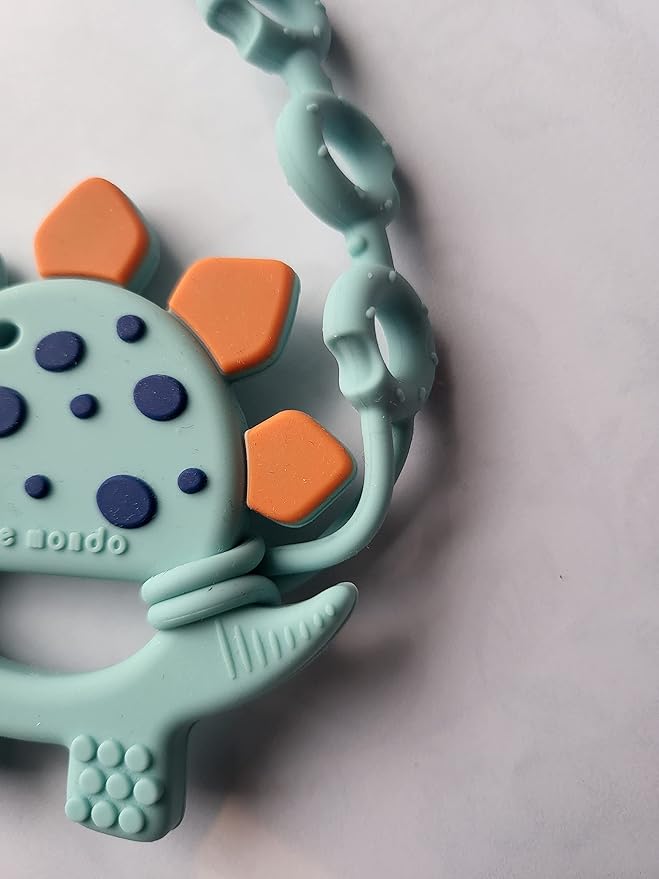 Bebe Mondo Dinosaur Baby Teething Toys 3–6 6–12 Months, Teethers for Babies 0–3–6–12 Months for Teething Relief, Baby Gift, Baby Teether Toys, Silicone Sensory Toys, Soft-Textured Infant Toys