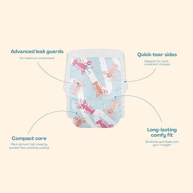Hello Bello Premium Swim Diapers - Size L (32-40 lbs), Cute Extra-Bright Lobster Designs, 17 Count Jumbo Pack (Pack of 2)