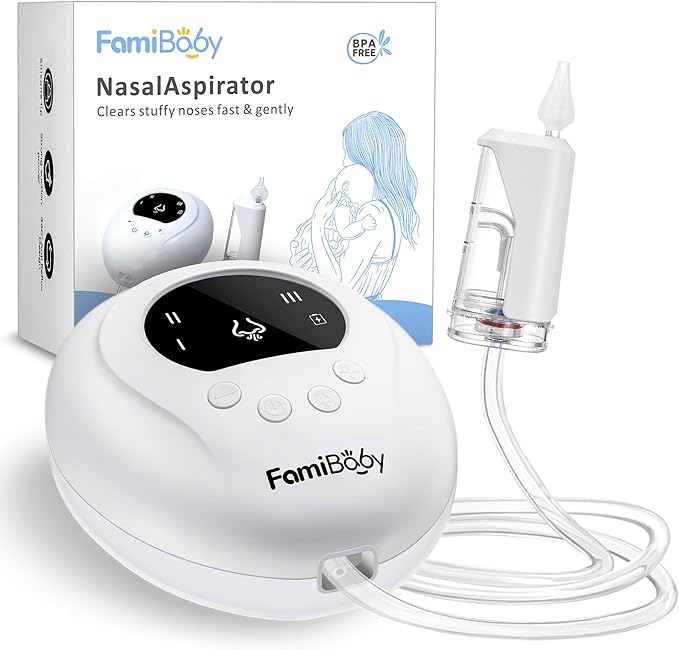 Electric Nasal Aspirator for Babies and Toddlers | Baby Nose Sucker with 3 Suction Levels | Easy-to-Clean Nose Aspirator for Babies | Portable Booger Sucker