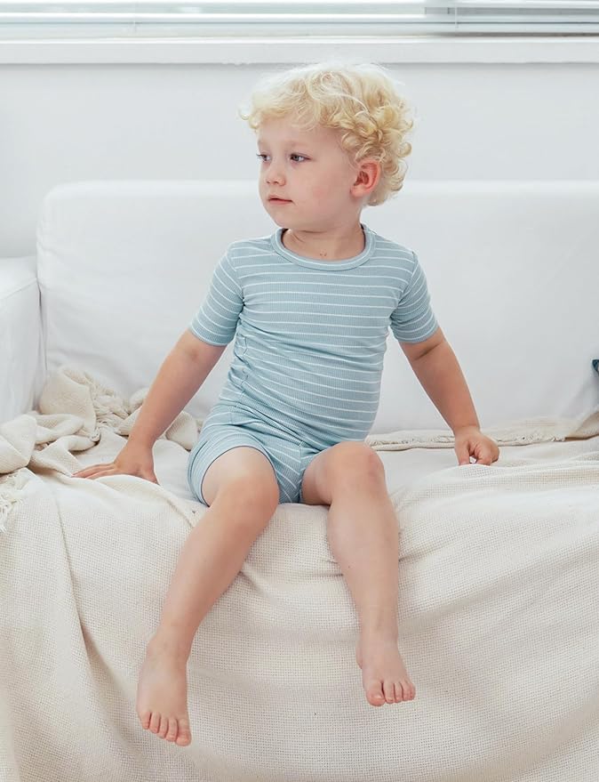 AVAUMA Stripe Pattern Baby Boys Girls Pajama Set Kids Toddler Snug fit Ribbed Sleepwear pjs for Daily Life Style