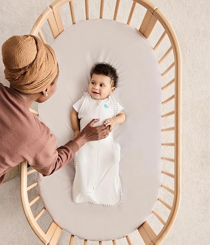Love to Dream Transition Bag Organic 1.0 TOG, Cream, Large, 19-24 lbs., Patented Zip-Off Wings, Gently Help Baby Safely Transition from Being swaddled to arms Free Before Rolling Over