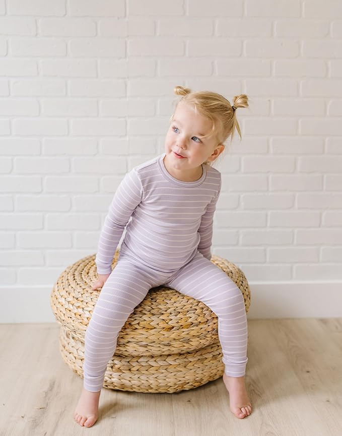 moimoln Stripe Pajamas Set 12M-8Y Ribbed Unisex Baby & Toddler, Soft Viscose, Snug-Fit, Everyday Sleepwear