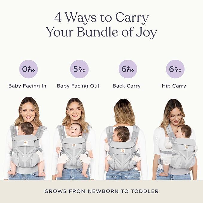 Ergobaby Omni Classic Baby Carrier Newborn to Toddler - Breathable Baby Carriers for Summer - All-Position Carrier with Lumbar Support (7-45 Pounds), Cotton, Pure Black