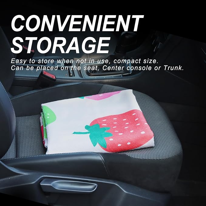 Sweat Towel Car Seat Cover Protector Front Seats for Gym Workout, Running, Swimming, Beach and Hiking, Waterproof Universal Seat Cover for Car, Truck, Van & SUV (Strawberry, 1pcs Front Seat)