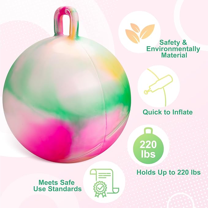ZOOJOY Clouds Hopper Ball, Hopping Toys for Kids, 22 Inch Bouncy Ball with Handle for Boys Girls Aged 10+, Inflatable Clouds Bounce Hopper Toy with Pump