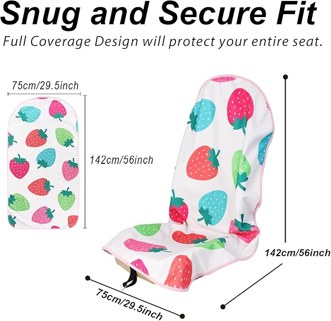 Sweat Towel Car Seat Cover Protector Front Seats for Gym Workout, Running, Swimming, Beach and Hiking, Waterproof Universal Seat Cover for Car, Truck, Van & SUV (Strawberry, 1pcs Front Seat)