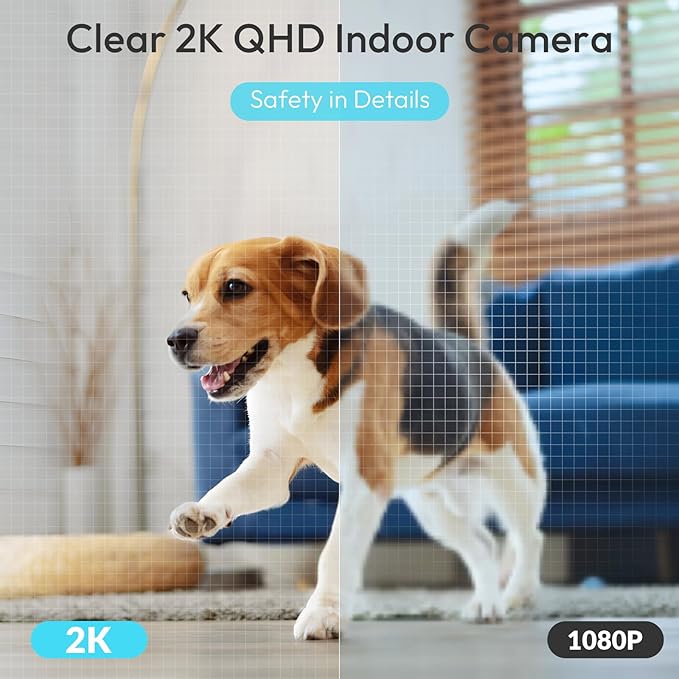 2K Pan/Tilt Security Camera for Baby Monitor 5G&2.4G WiFi, Dog Camera with Sound Detection, Motion Detection, 2-Way Audio, Siren, Night Vision, Cloud & SD Card Storage, Works w/Alexa