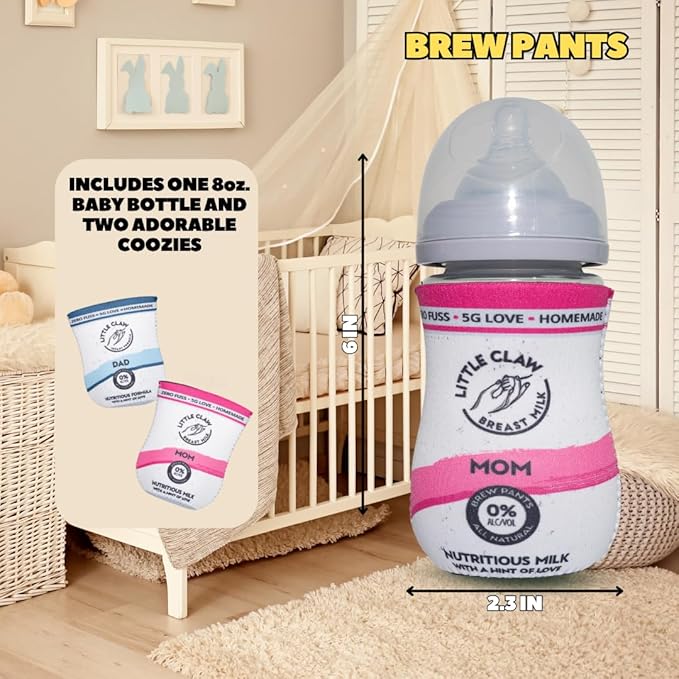 Hard Seltzer Themed Coozies for Baby Bottles - Funny Gift for New Parents & Baby Showers - (2 Premium Designed Neoprene Coozies + BPA/Lead/Phthalate Free Bottle Included) (Design 2)