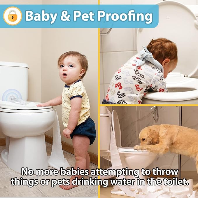 4our Kiddies Toilet Locks Baby Proof, Baby Proofing Toilet Seat Lock with Extra Pallet Fit for Most Standard Toilet, Easy Intallation Toilet Lid Lock for Child Safety with 1 Extra 3M Adhesive((1 Pack)